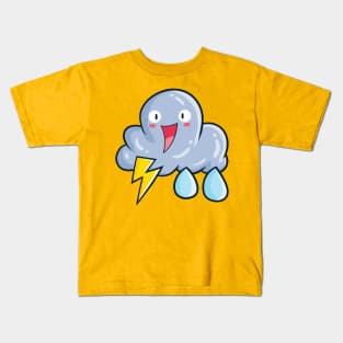 Cute thunder rain cloud Kids T-Shirt